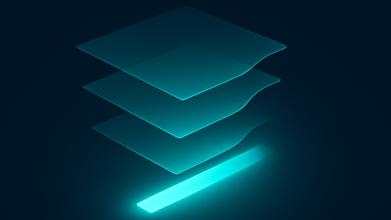 Translucent layers peeling away from a glowing bar — fees reduced in stages.