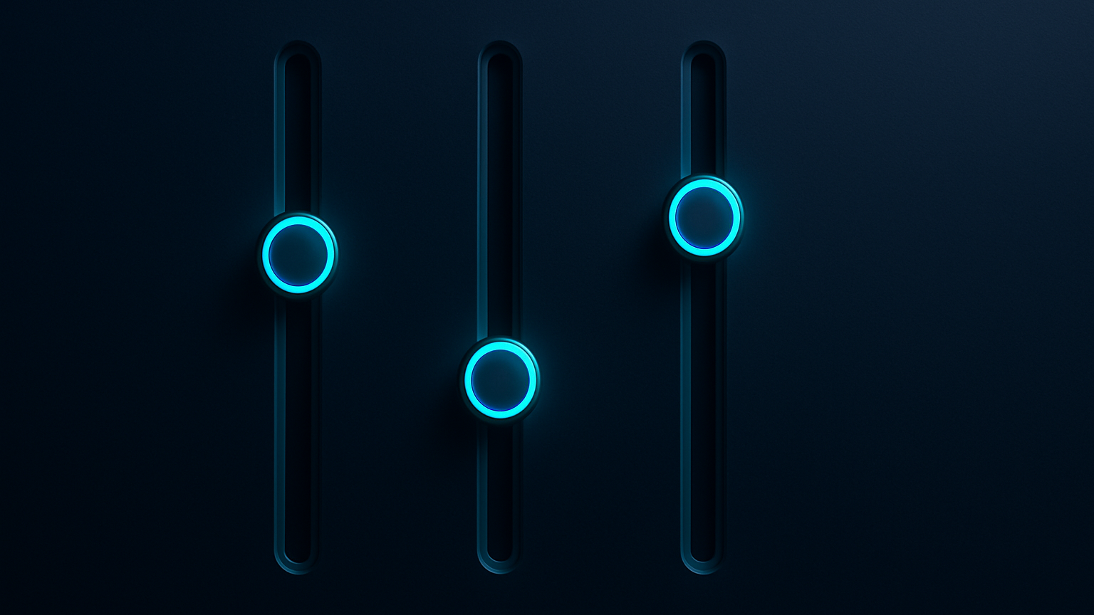 Three glowing sliders representing the referral, staking, and volume levers.